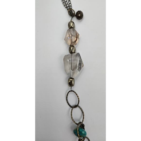 Long Boho Necklace with Various Beads Including Faux Turquoise and Faux Amber - Picture 14 of 15